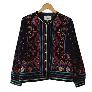 Vintage Saxton Hall Velvet Ethnic Print Jacket